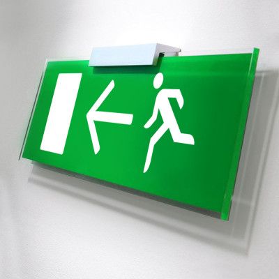 Fire Exit Sign, Wall Mounted Xblock _ 92_58_EEC _ Left _ 600(w) x 200(h)mm